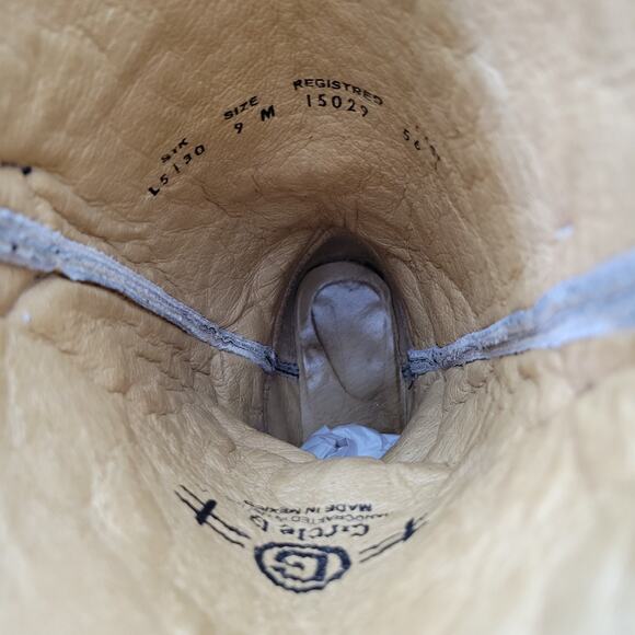 Corral Circle G Women's Black Crackle/Bone Embroidery Snip Toe Leather Boots 9M - Picture 11 of 16